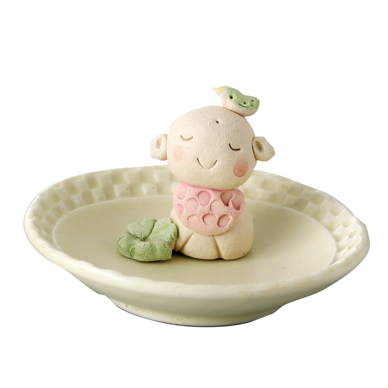 Incense Holder - Jizo with Four-Leaf Clover