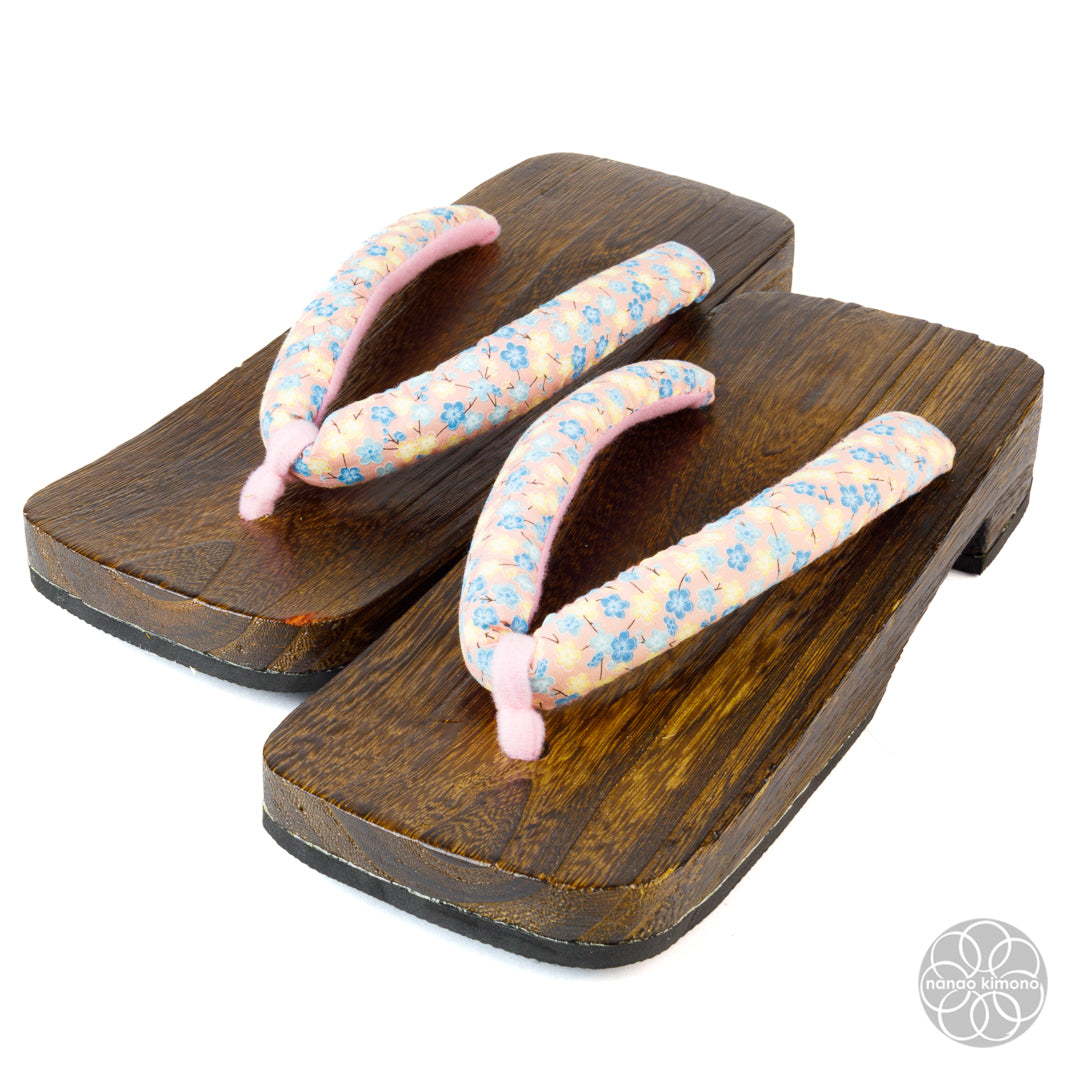 Women's Geta Sandals - 4L Blue Sakura