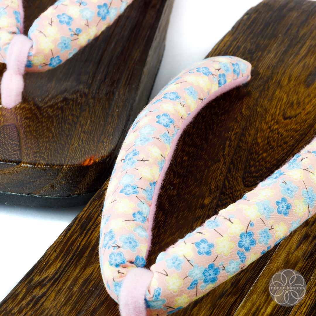 Women's Geta Sandals - 4L Blue Sakura