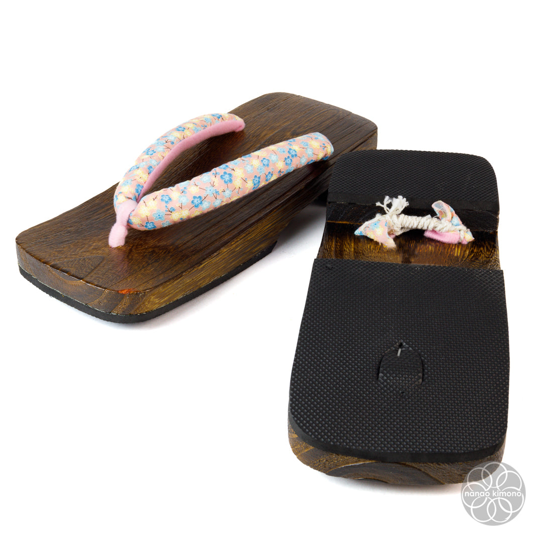 Women's Geta Sandals - 4L Blue Sakura