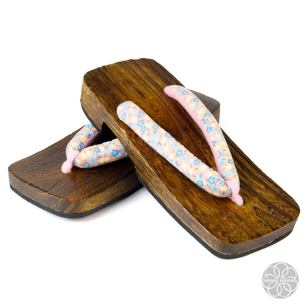 Women's Geta Sandals - 4L Blue Sakura