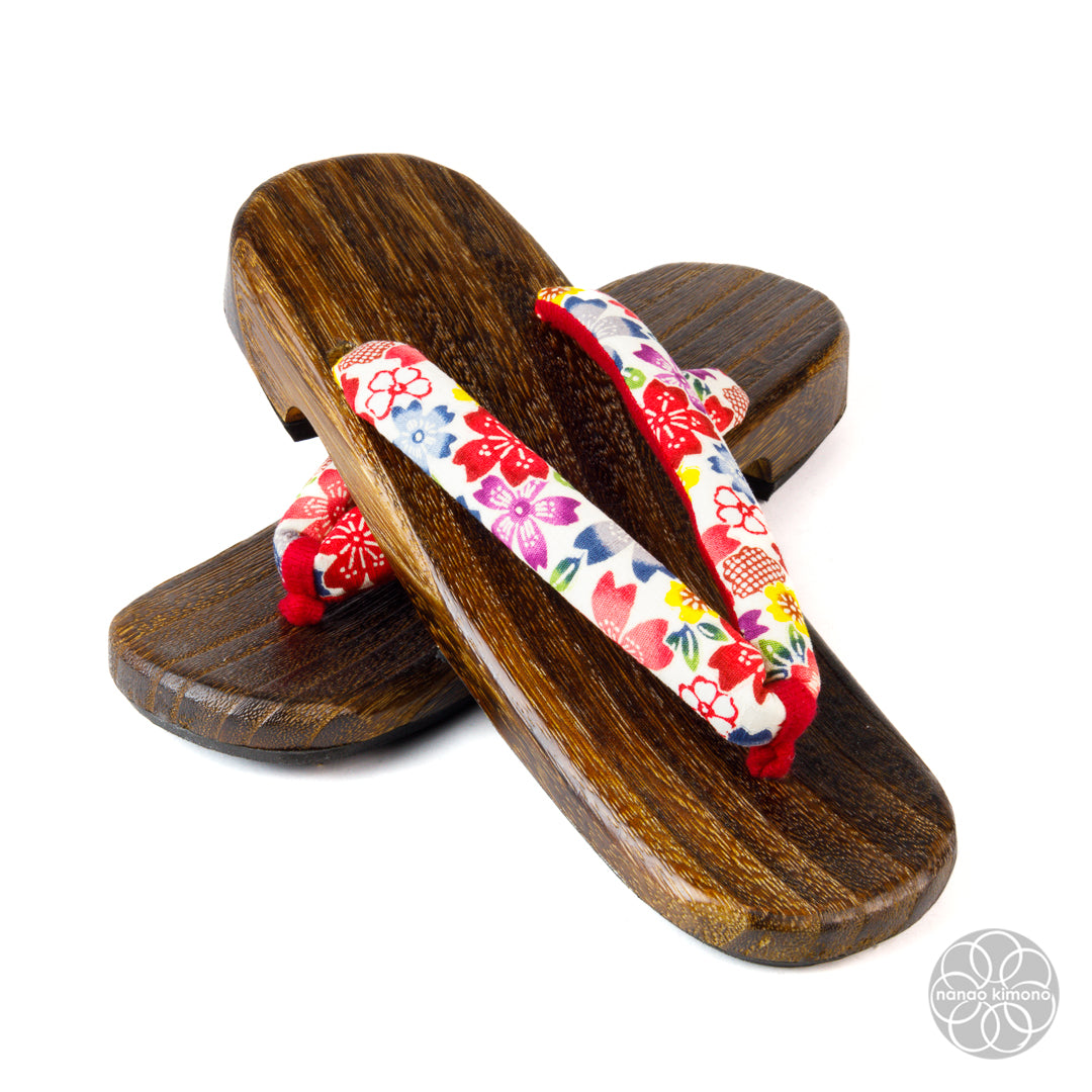 Women's Geta Sandals - 4L Red Sakura