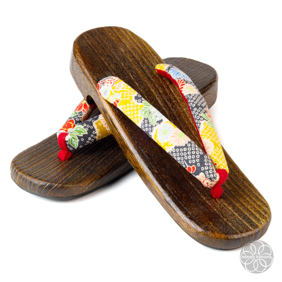 Women's Geta Sandals - 4L Flowers on Kanoko