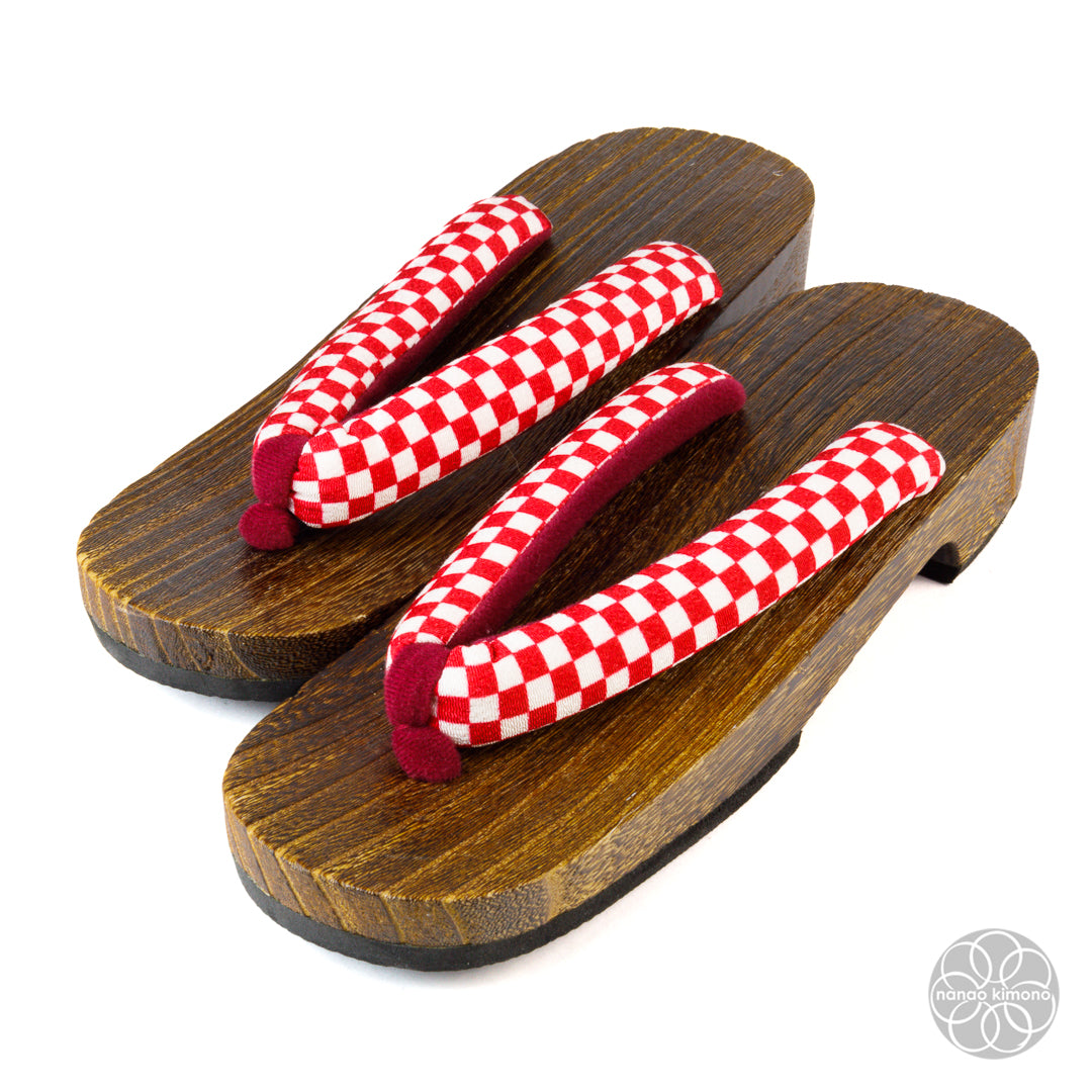 Women's Geta Sandals - 3L Ichimatsu Red