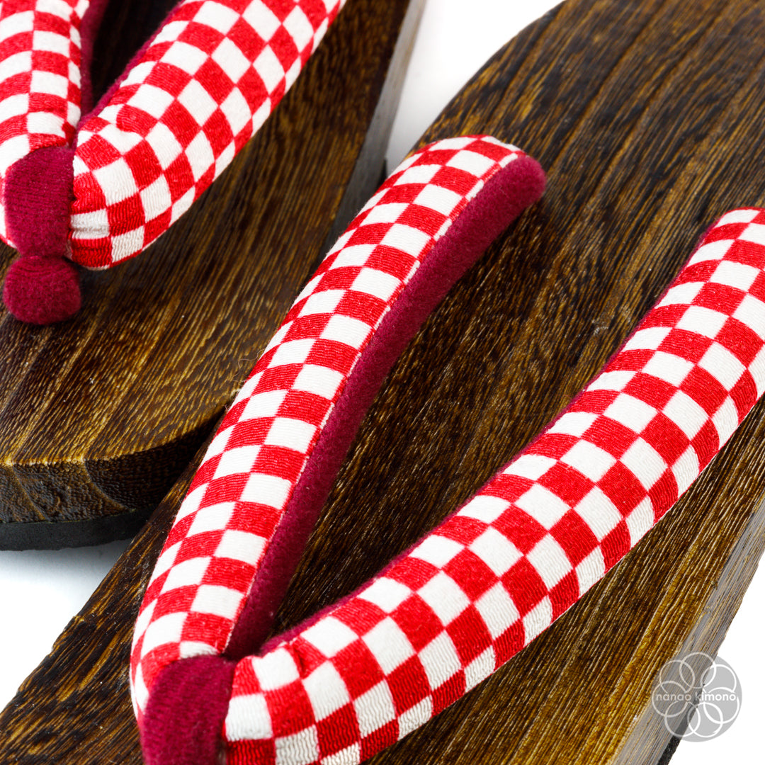 Women's Geta Sandals - 3L Ichimatsu Red