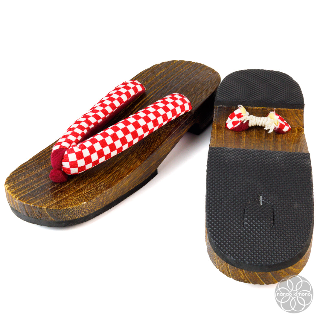 Women's Geta Sandals - 3L Ichimatsu Red