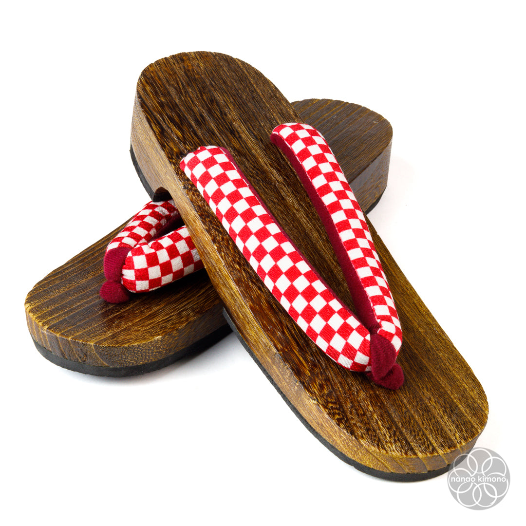 Women's Geta Sandals - 3L Ichimatsu Red
