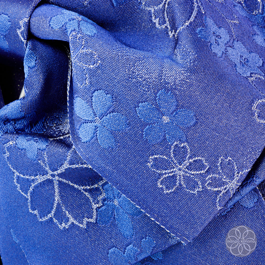 Women's Pre-tied Obi - Indigo Flowers