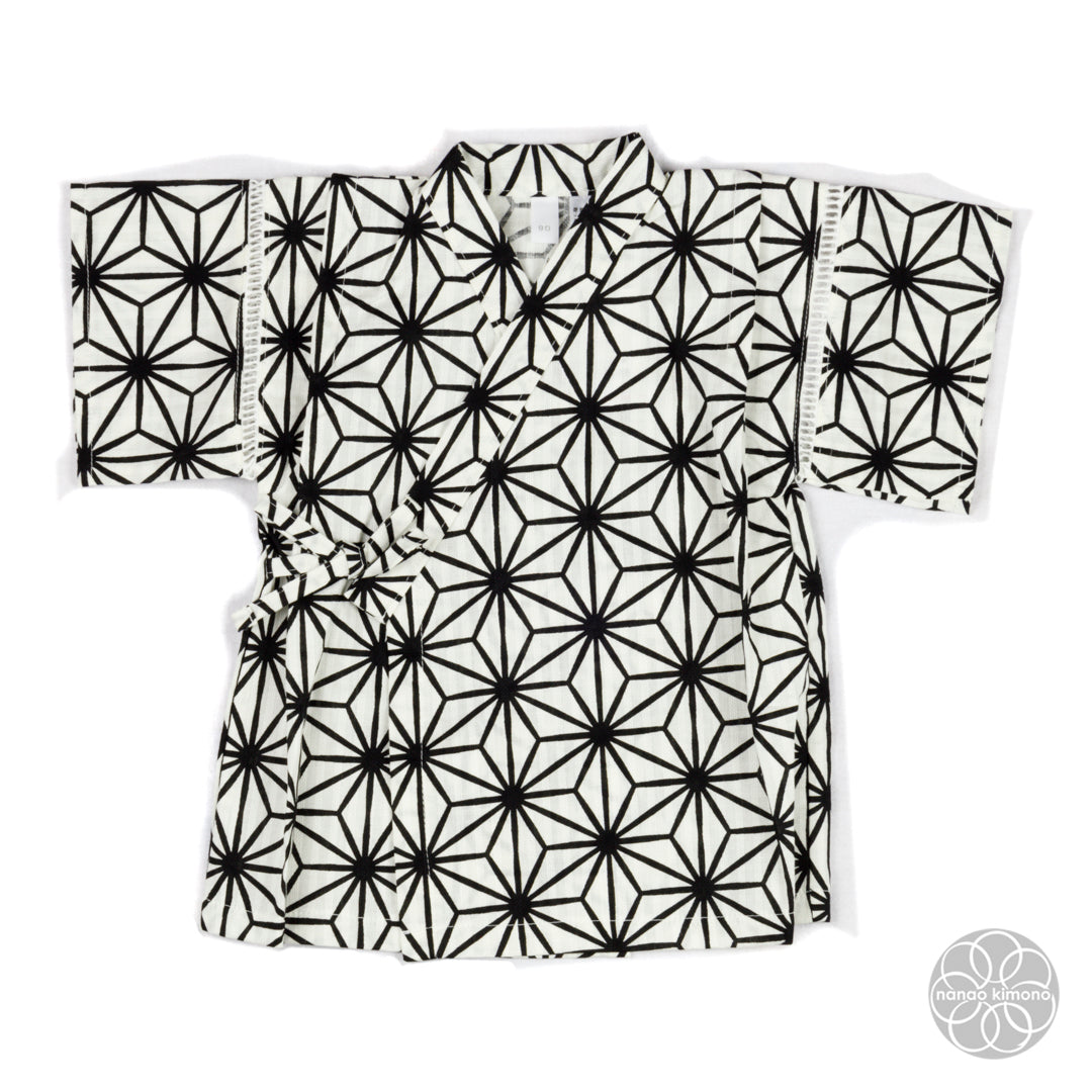 Jinbei - Kids 90cm Asanoha Black on White