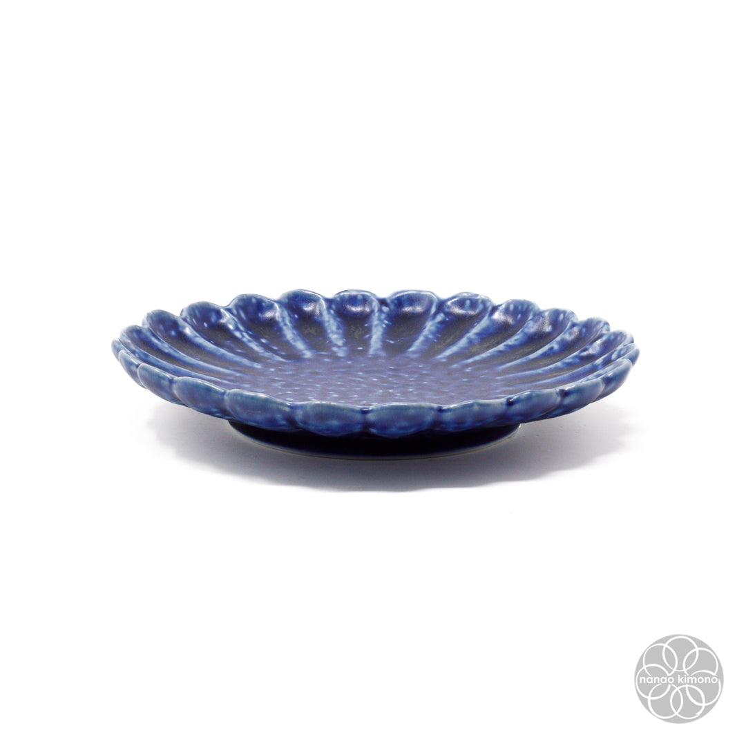 Plate - Kiku Flower M - Blue