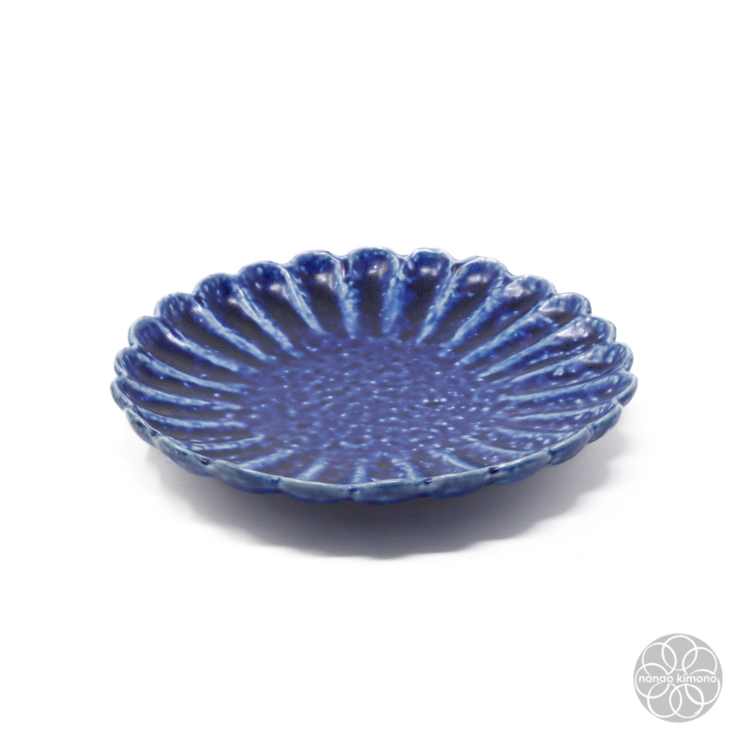Plate - Kiku Flower M - Blue