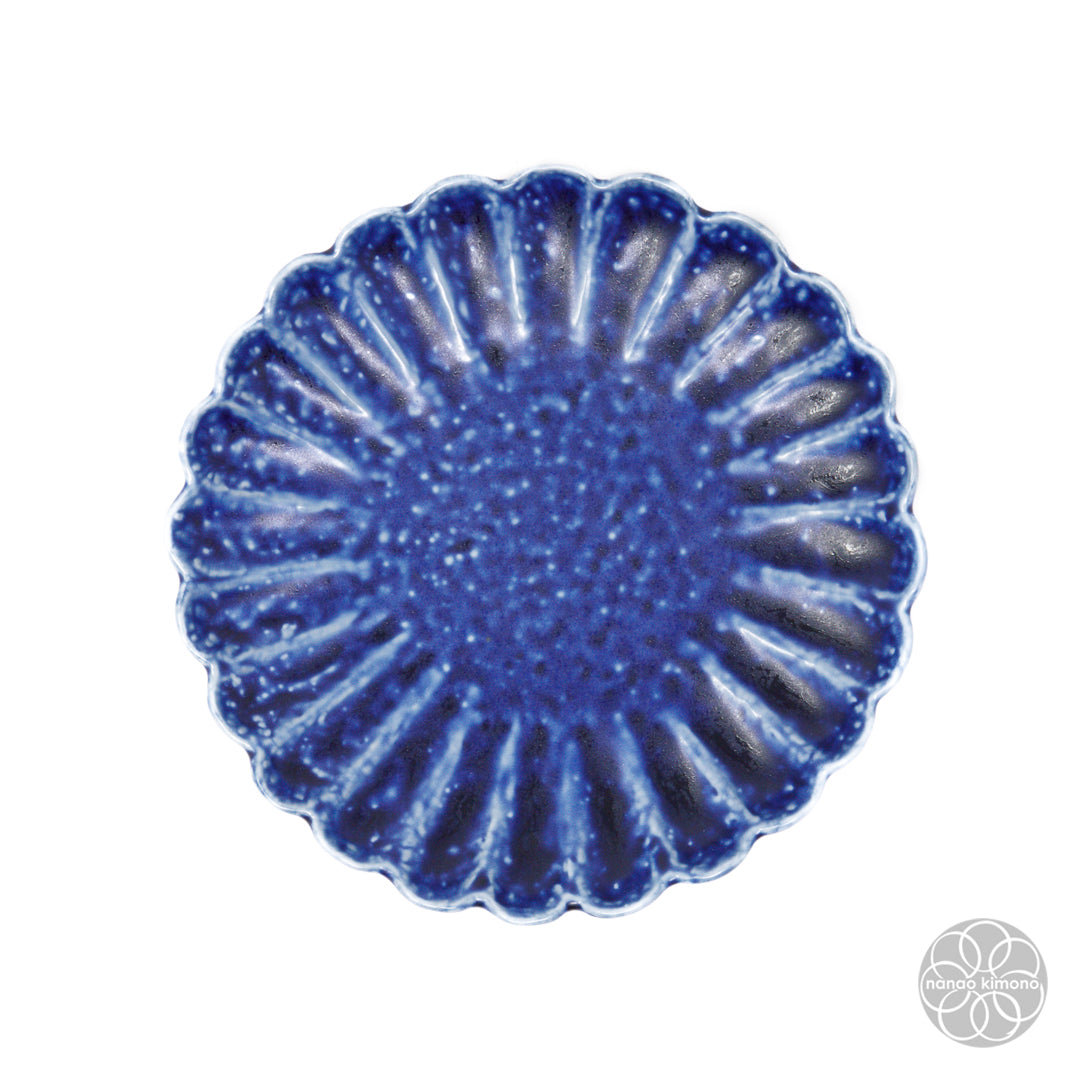 Plate - Kiku Flower M - Blue