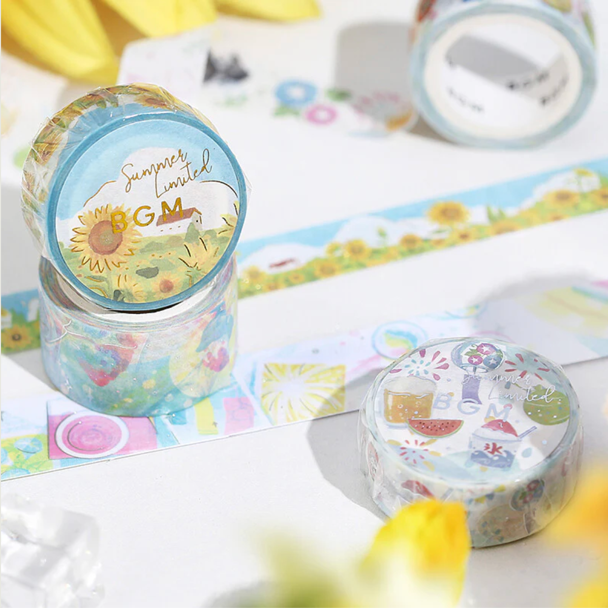 Washi Tape 15mm - Gold Foil Sunflower