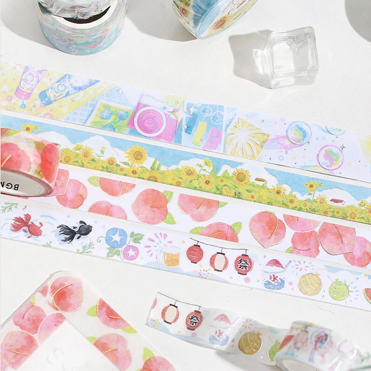 Washi Tape 15mm - Gold Foil Sunflower
