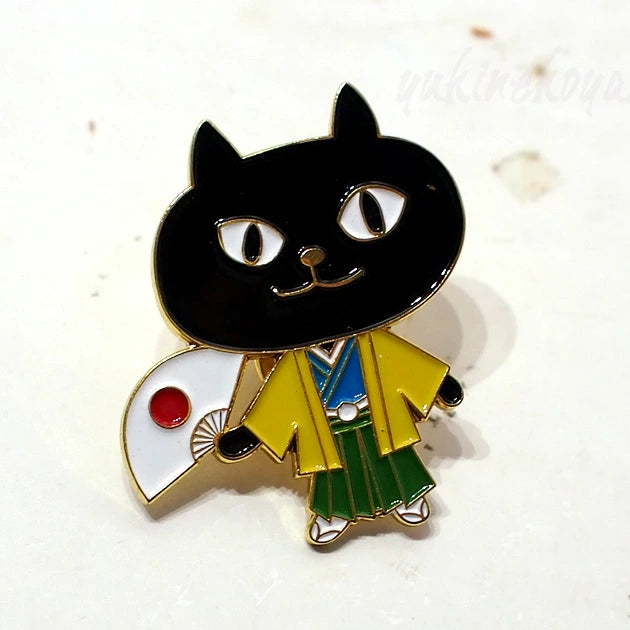 Pin Badge - Kimono Black Cat