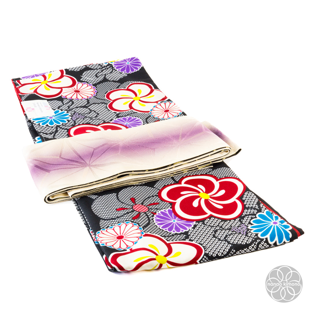 Women's Kimono Obi - Asanoha Reversible