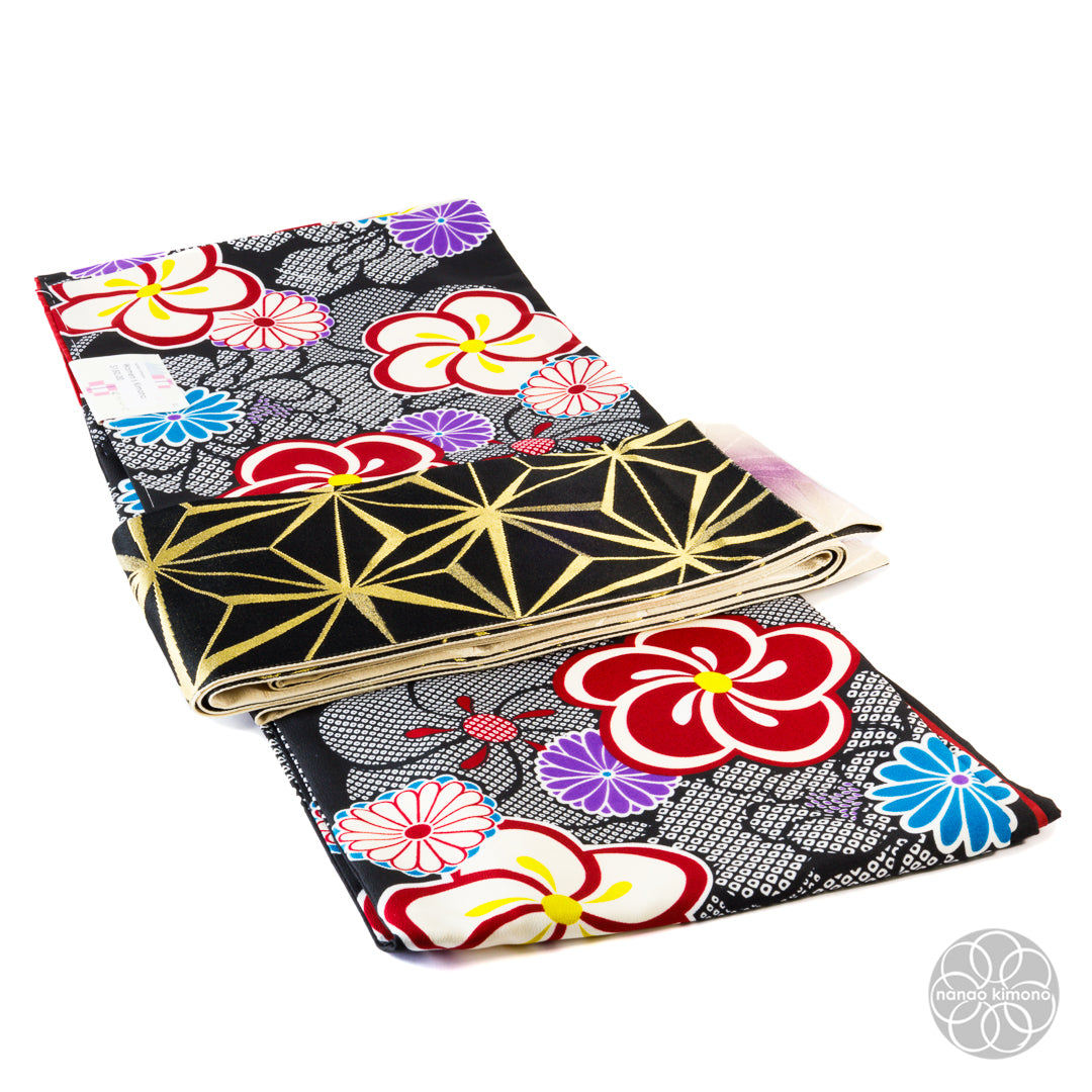 Women's Kimono Obi - Asanoha Reversible