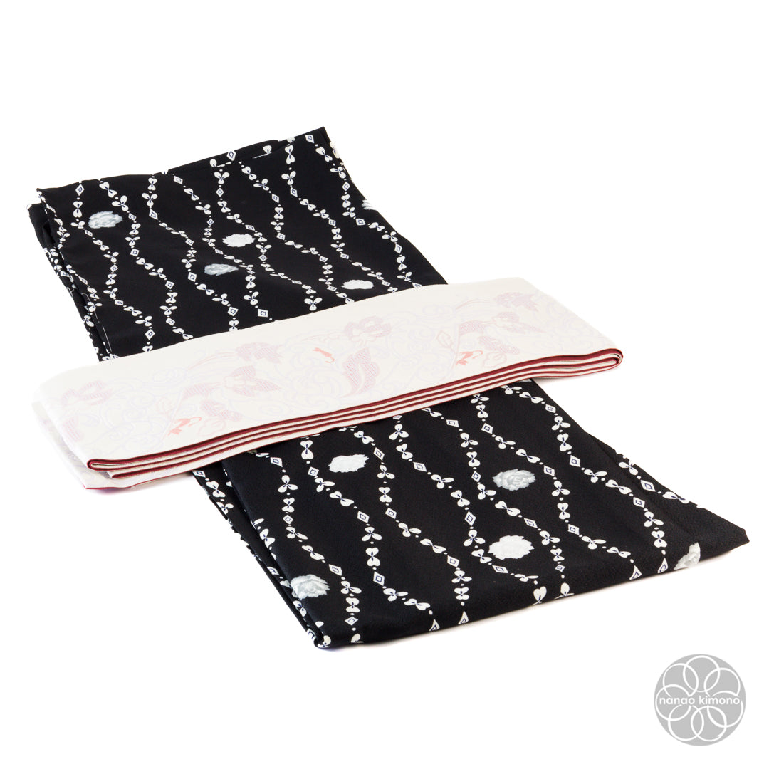 Women's Kimono Obi - Cats & Purple X's Reversible