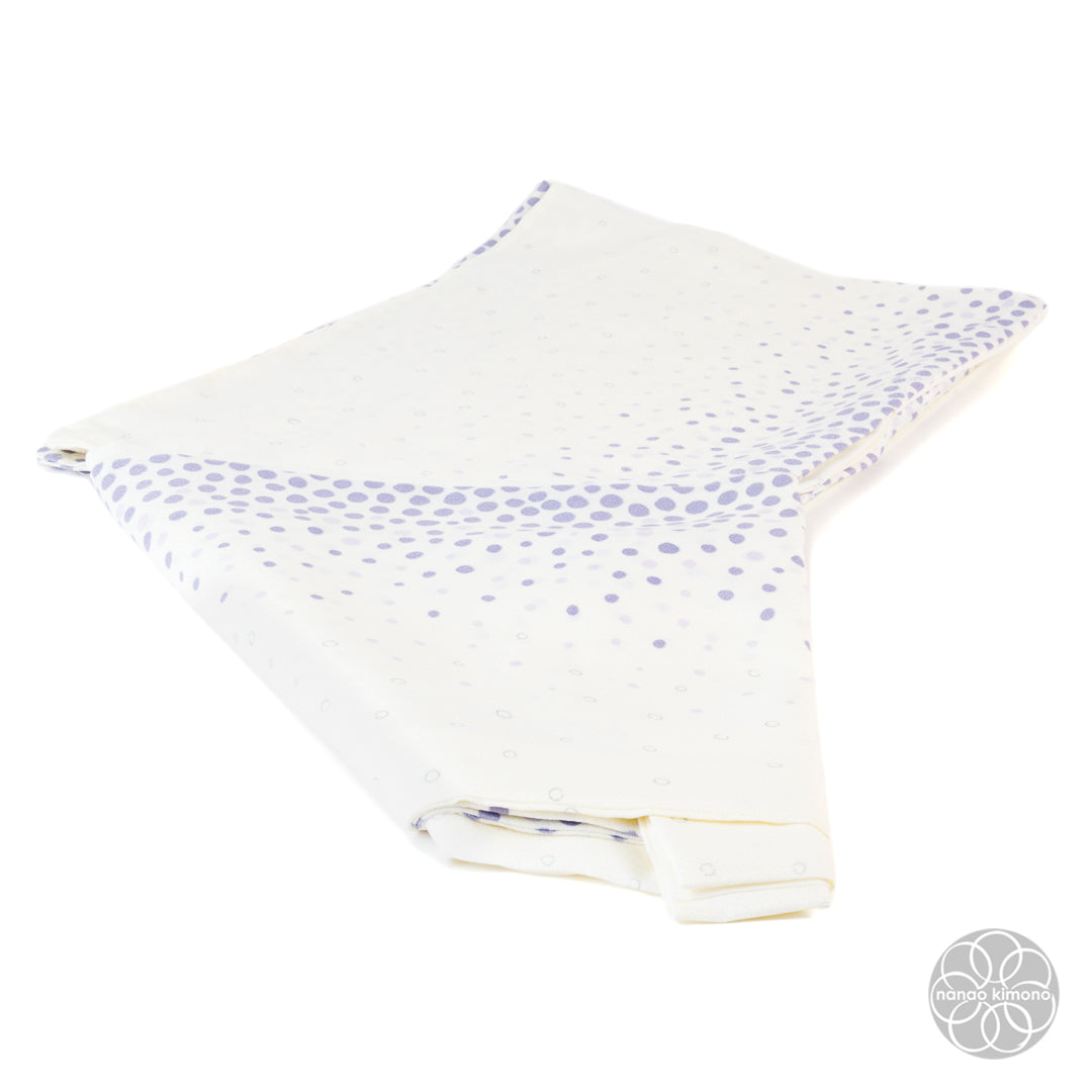 Women's Washable Hitoe Kimono - Purple Dots on White