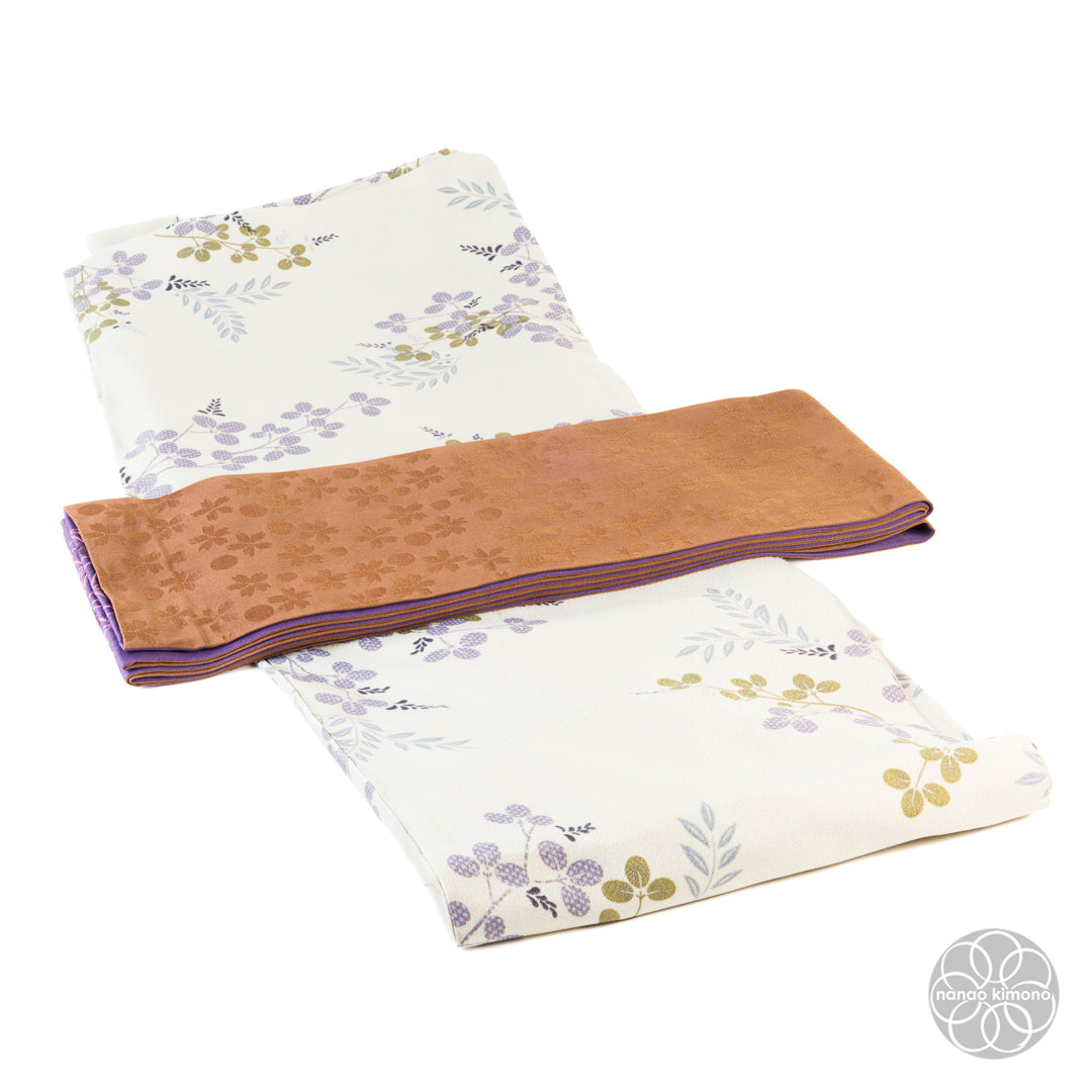 Women's Kimono Obi Purple & Brown reversible