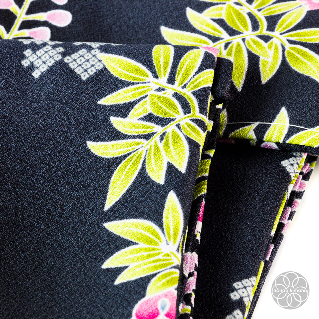 Women's Washable Kimono - Flowers on Black