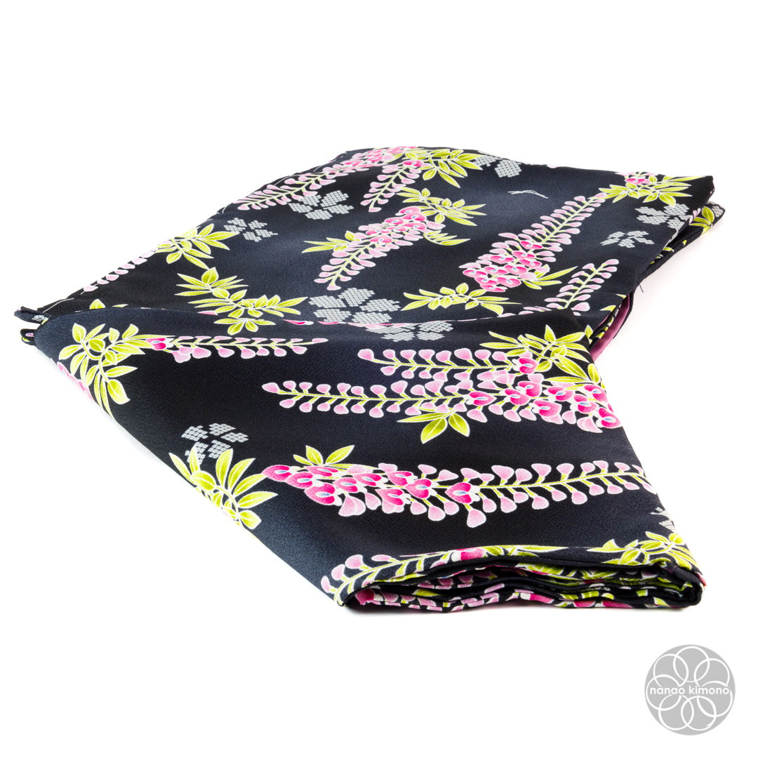 Women's Washable Kimono - Flowers on Black