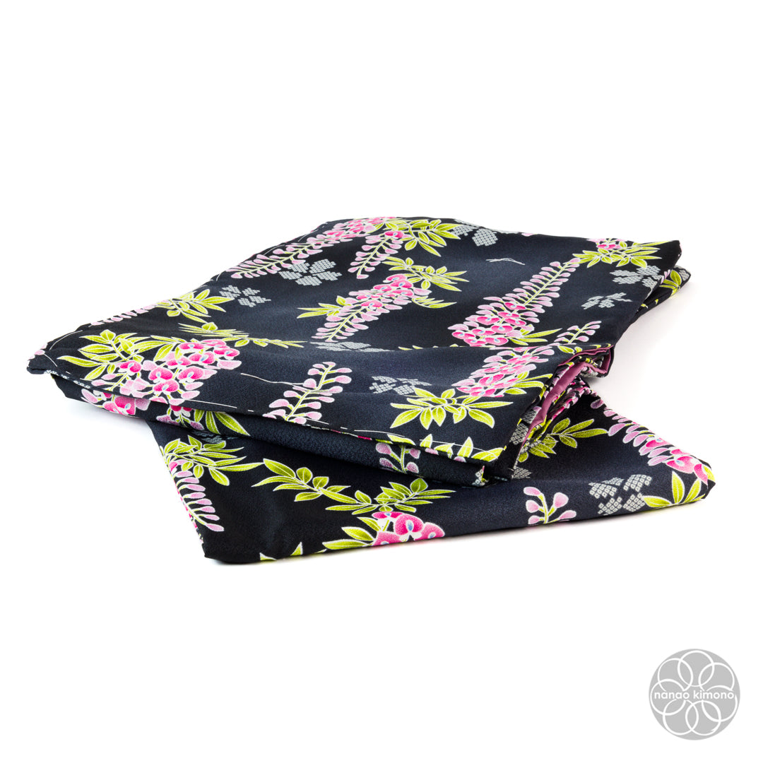 Women's Washable Kimono - Flowers on Black