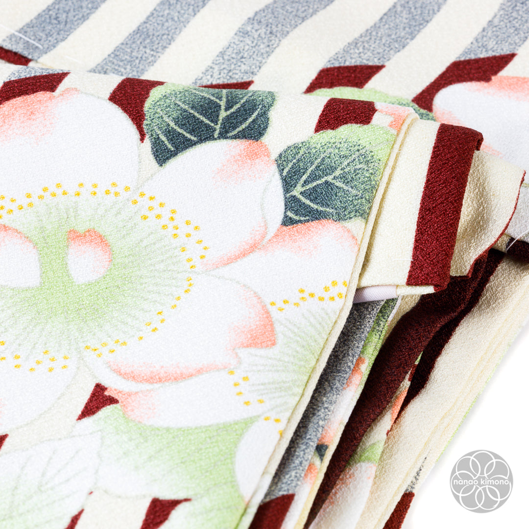 Women's Washable Kimono - Flowers & Stripes