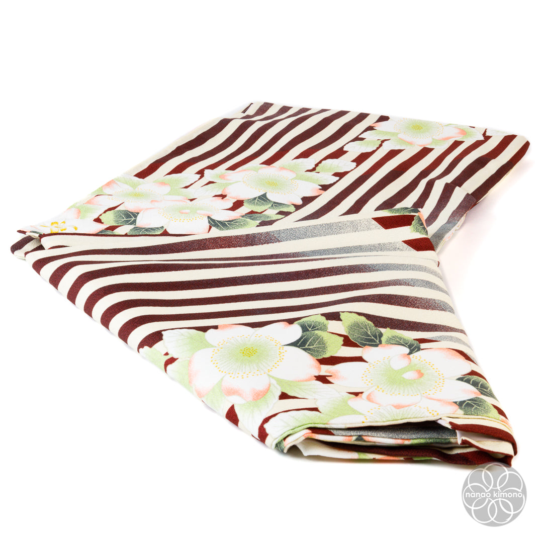 Women's Washable Kimono - Flowers & Stripes