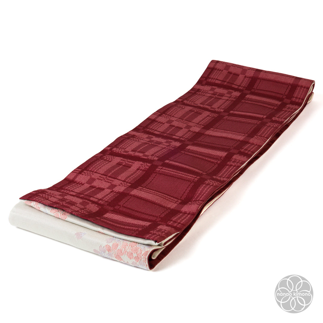 Women's Kimono Obi - Red & White Reversible