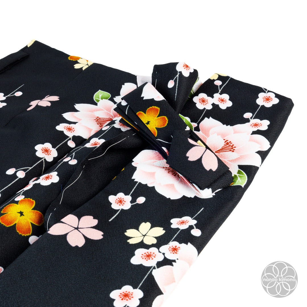 Women's Two-Piece Kimono - Flowers Black