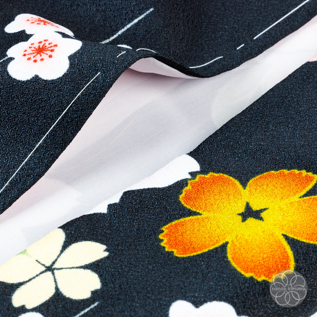 Women's Two-Piece Kimono - Flowers Black