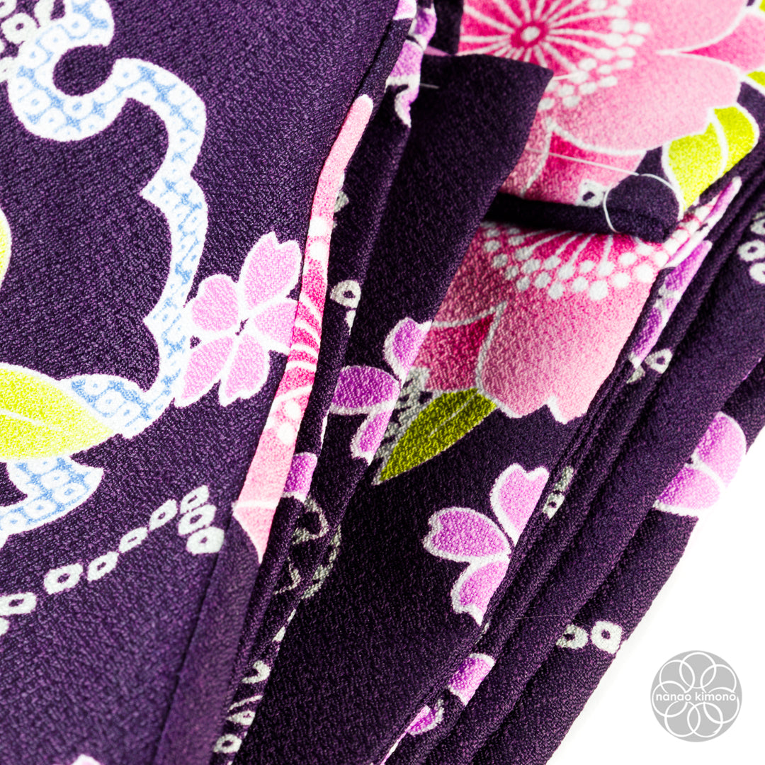 Women's Washable Kimono - Flowers on Purple