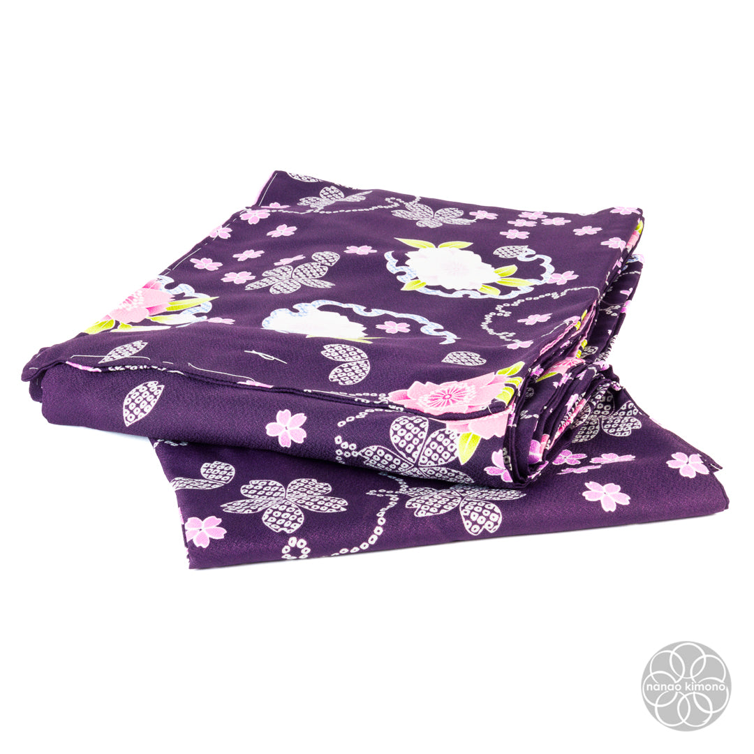 Women's Washable Kimono - Flowers on Purple