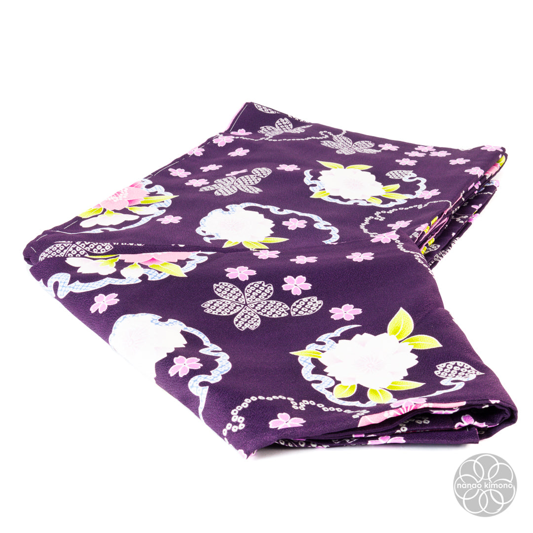 Women's Washable Kimono - Flowers on Purple
