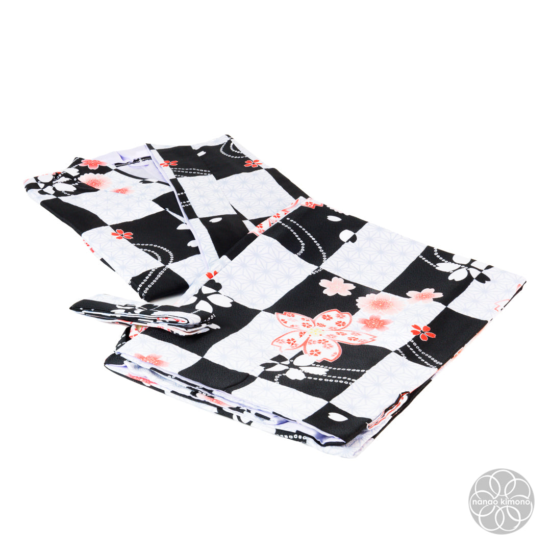 Women's Two-Piece Kimono - Flowers Black and White