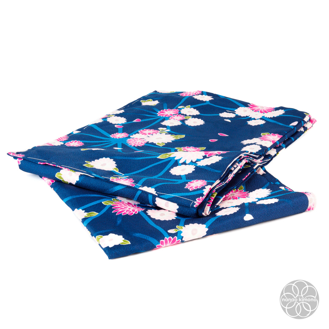 Women's Washable Kimono - Flowers on Navy