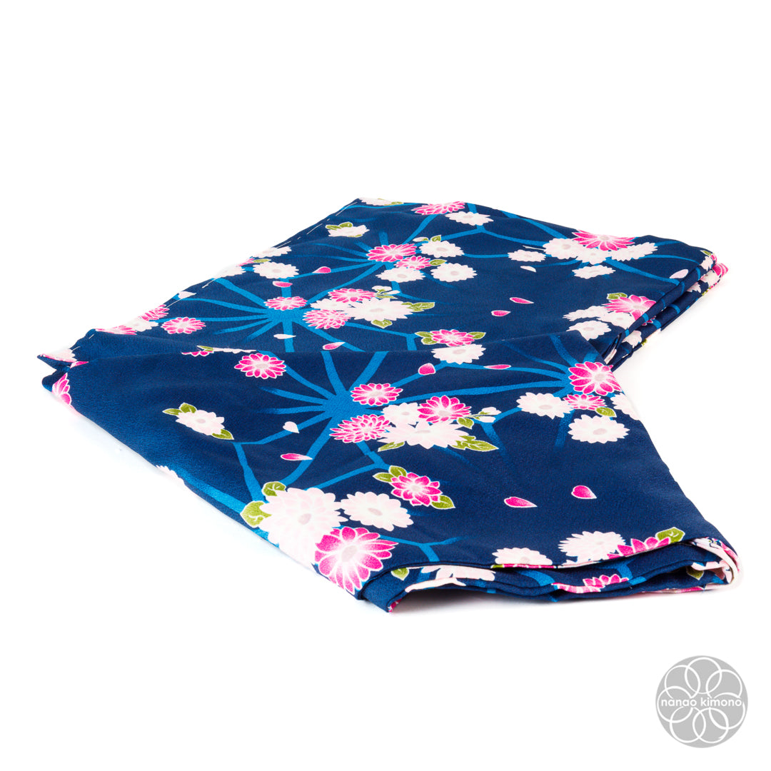 Women's Washable Kimono - Flowers on Navy
