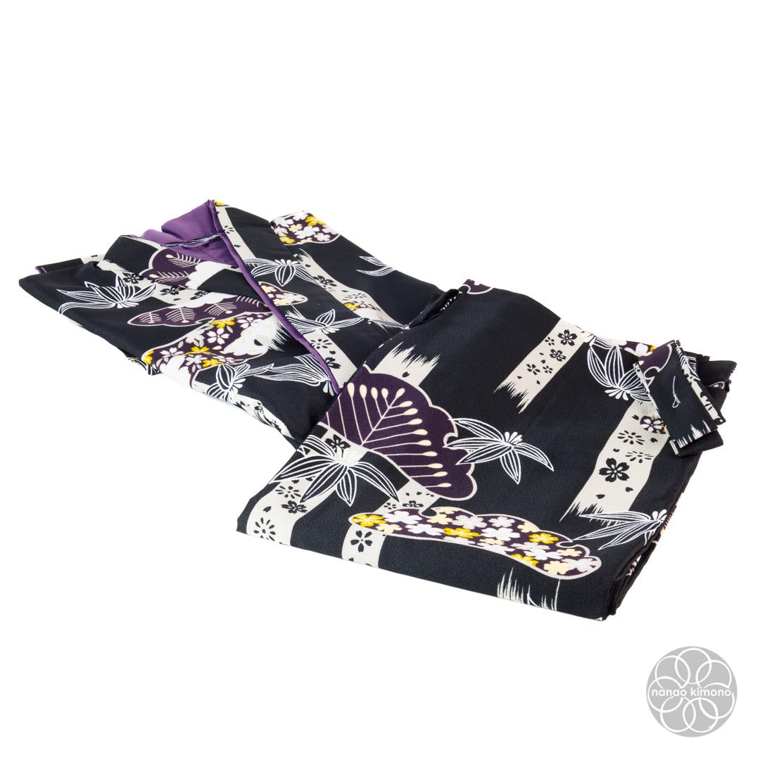 Women's Two-Piece Kimono - Black and Purple