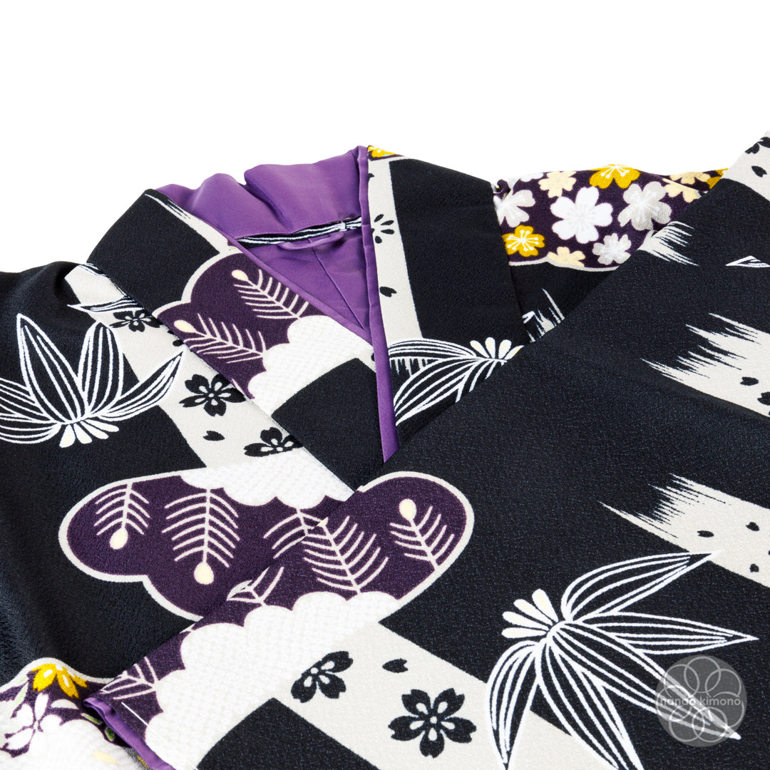 Women's Two-Piece Kimono - Black and Purple