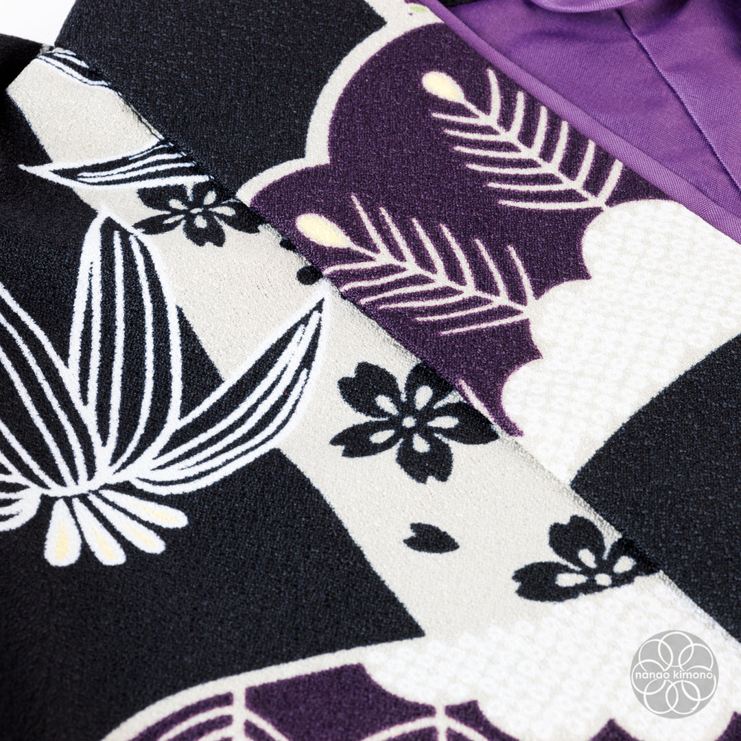 Women's Two-Piece Kimono - Black and Purple