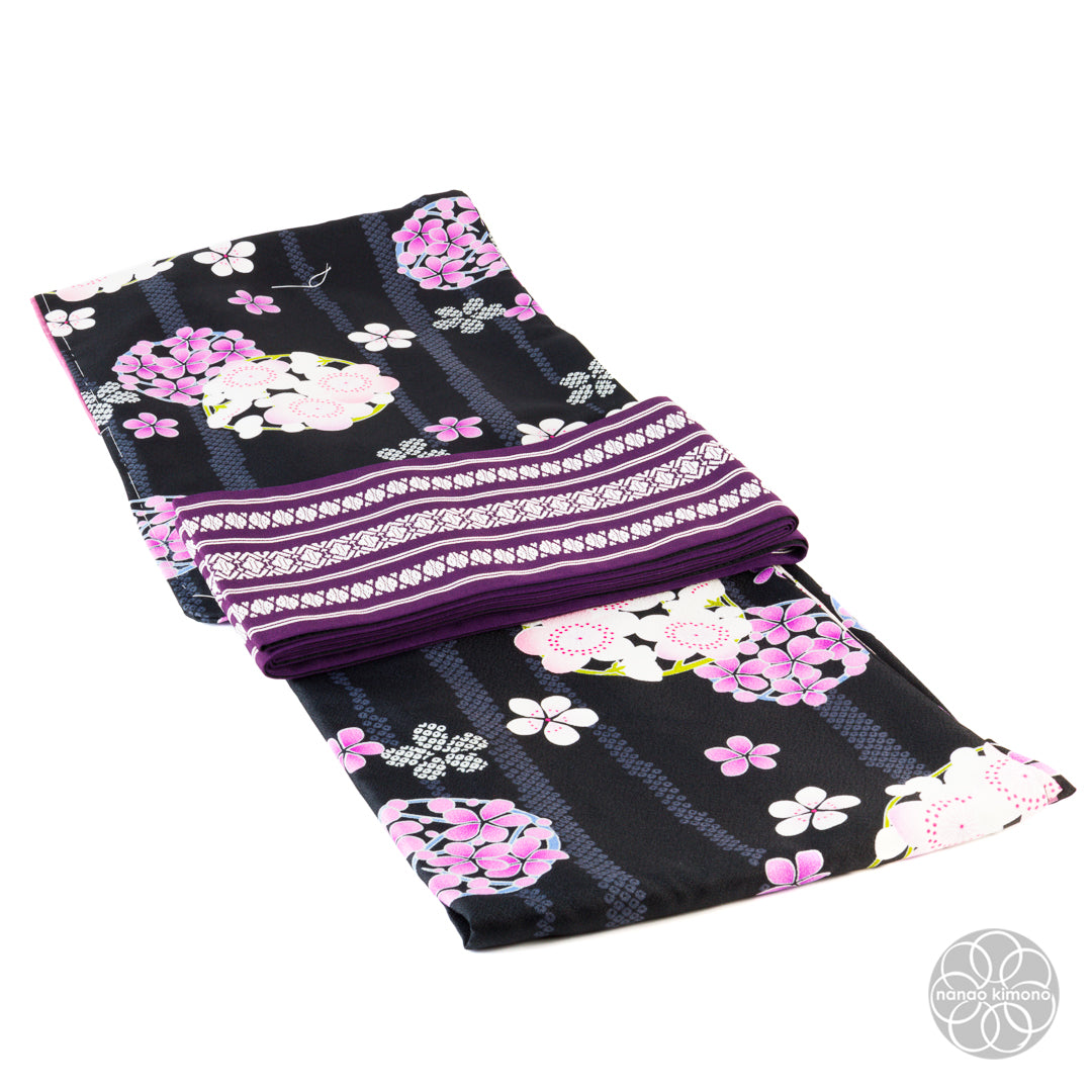 Women's Kimono Obi - Pattern on Purple