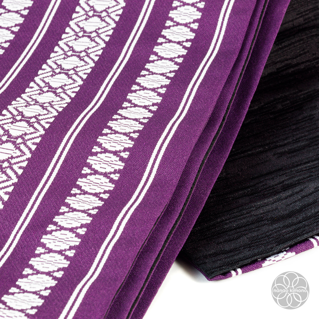 Women's Kimono Obi - Pattern on Purple