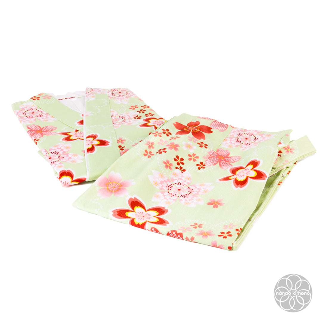 Women's Two-Piece Kimono - Sakura on Green