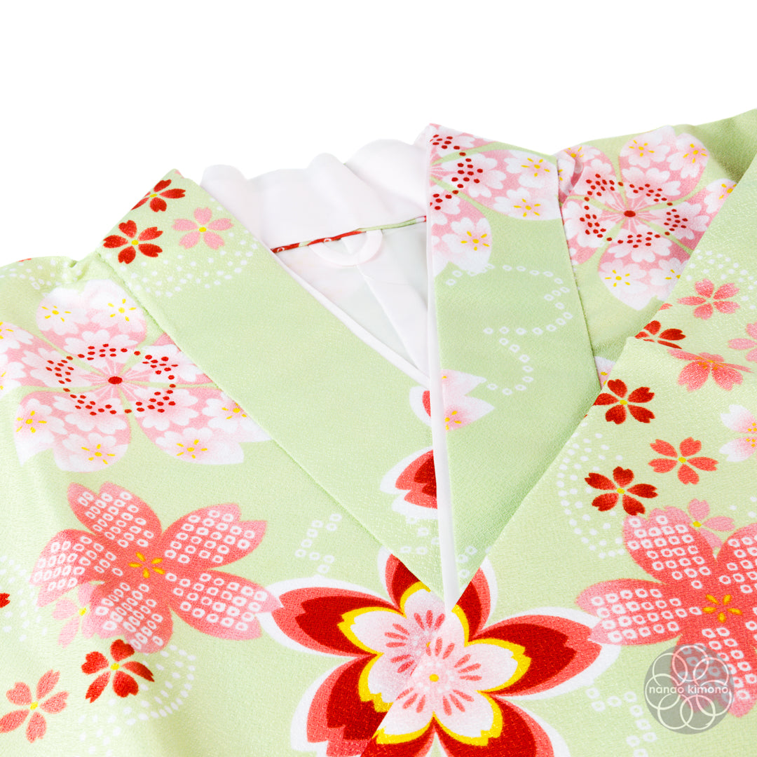 Women's Two-Piece Kimono - Sakura on Green