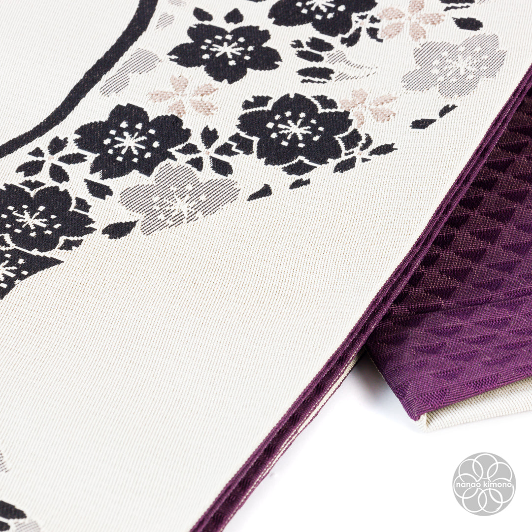 Women's Kimono Obi - Sakura Black & Gray
