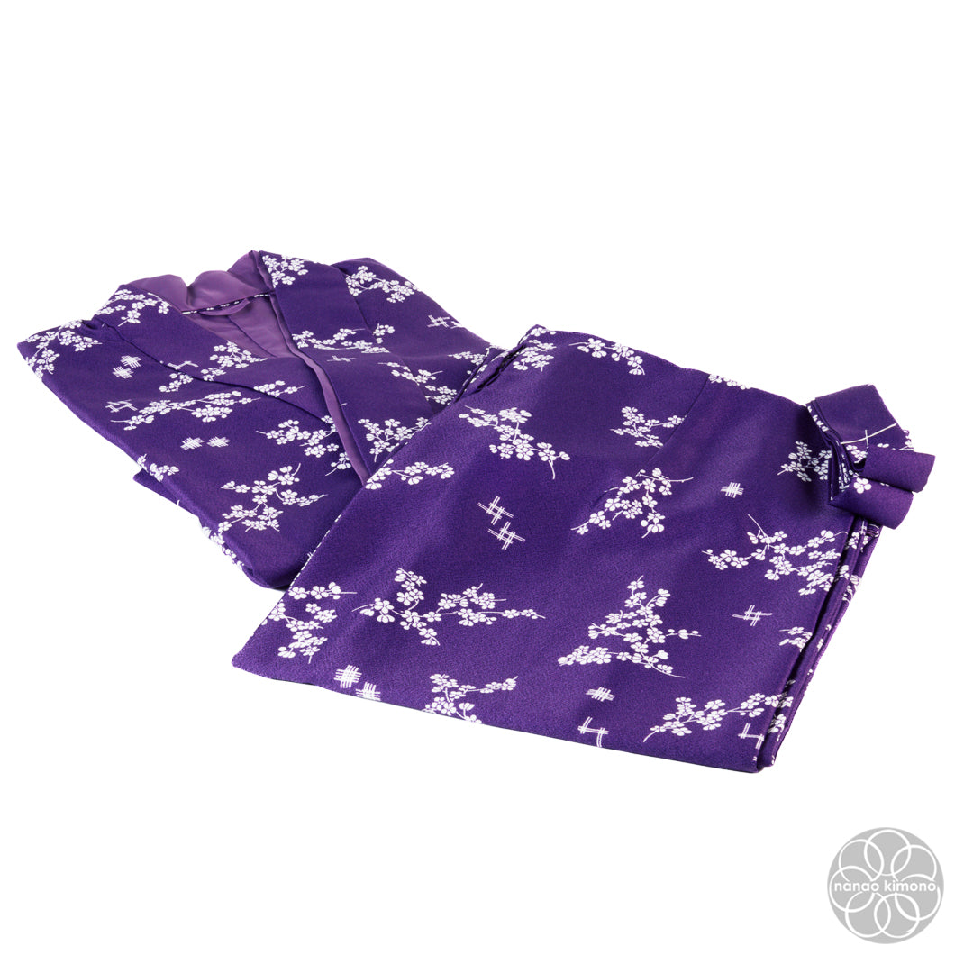 Women's Two-Piece Kimono - Apricot Flowers on Purple