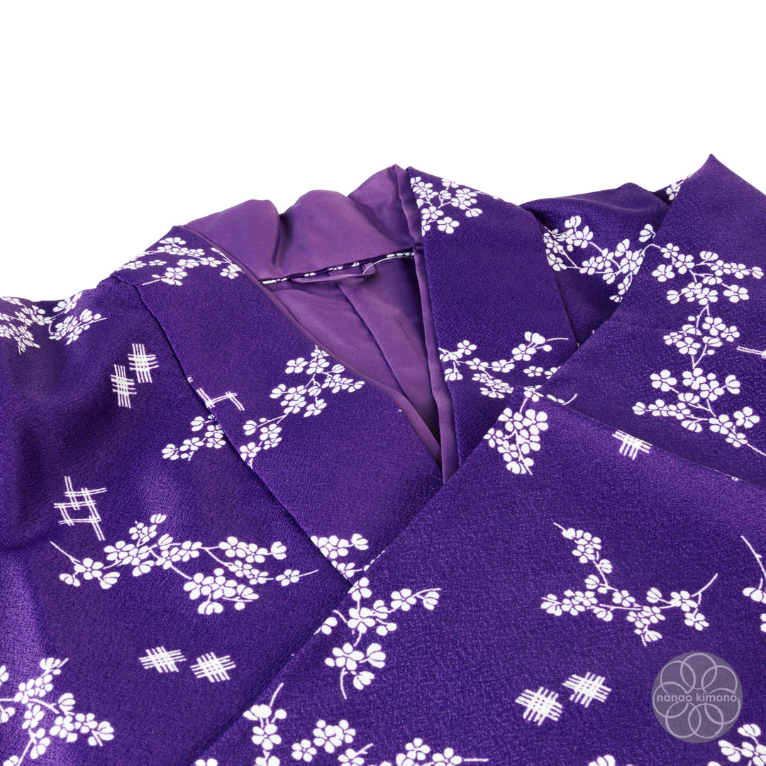 Women's Two-Piece Kimono - Apricot Flowers on Purple