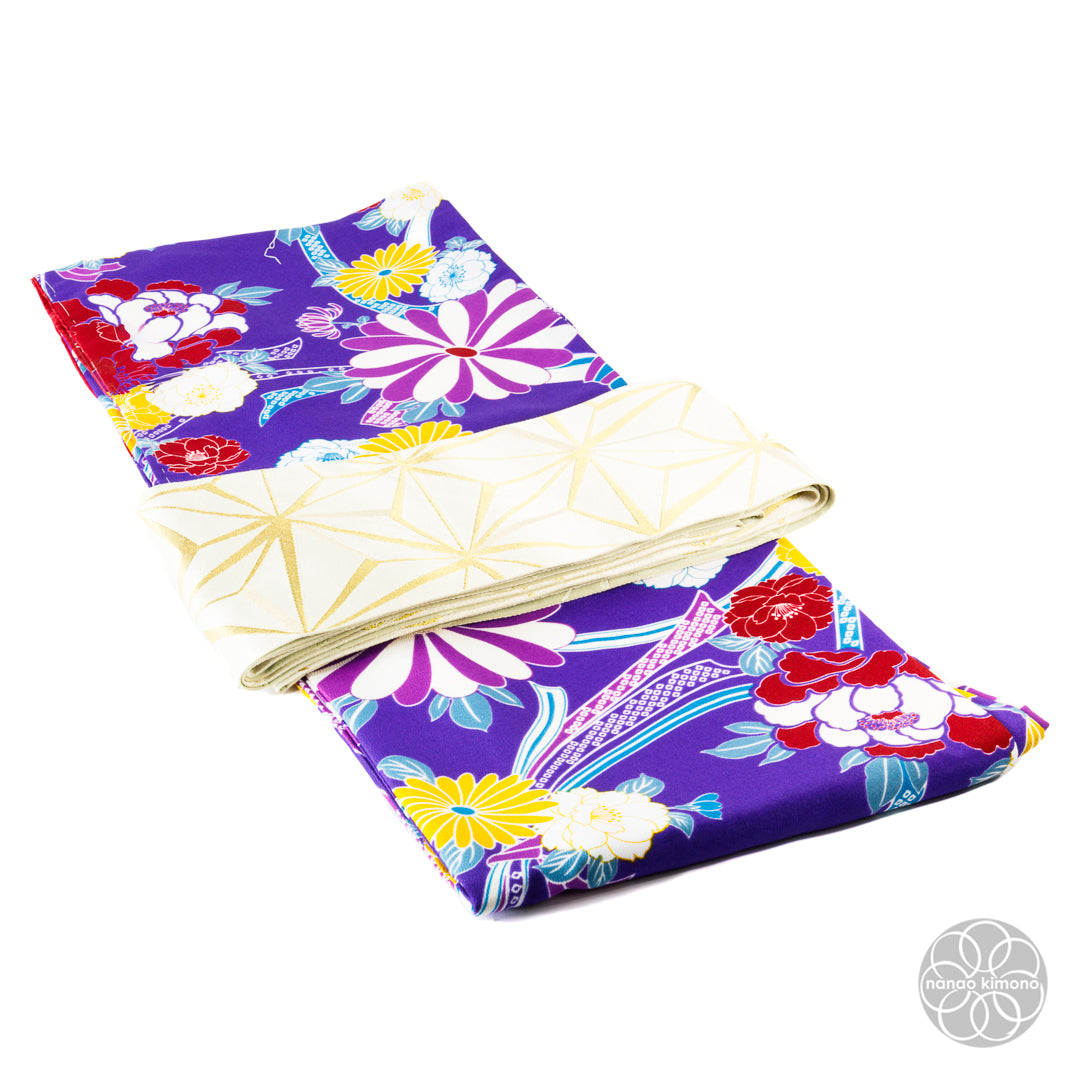 Women's Kimono Obi - Asanoha Reversible