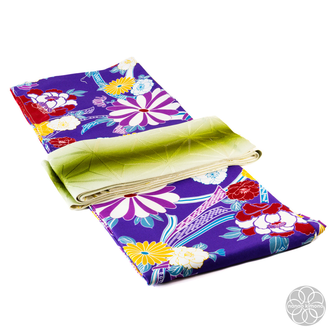 Women's Kimono Obi - Asanoha Reversible